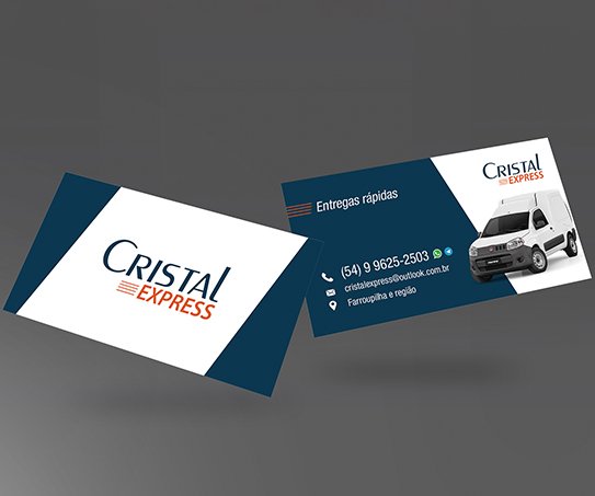 Cartão de visita com a marca criada para empresa de transportes