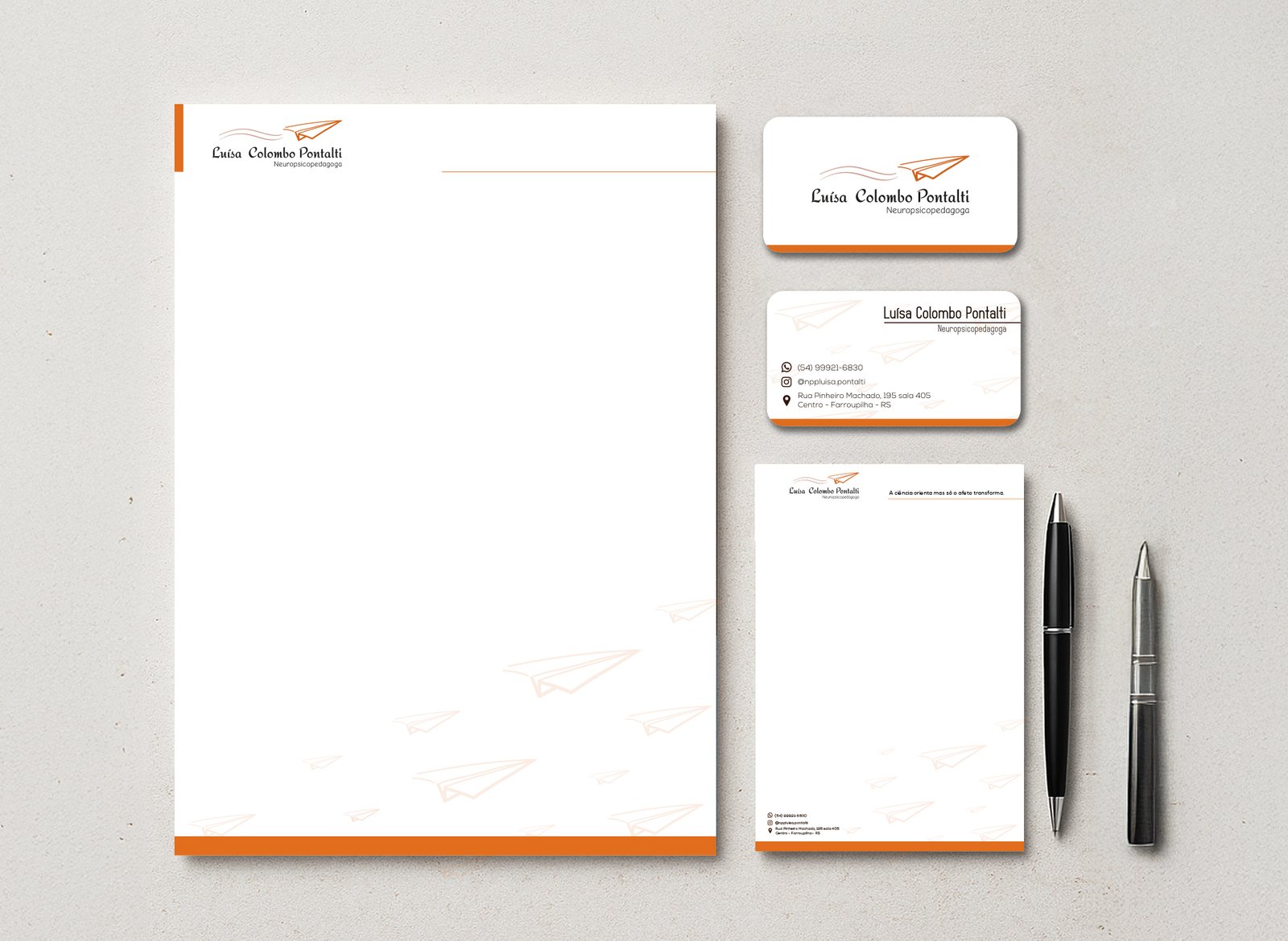 Papelaria de material institucional para marca de Neuropsicopedagoga
