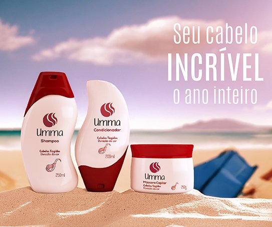 peça de divulgação de produtos para cabelo